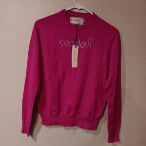 Lingua Franca  Bright Pink 'Kendall' Embroidered Crewneck Sz Xs